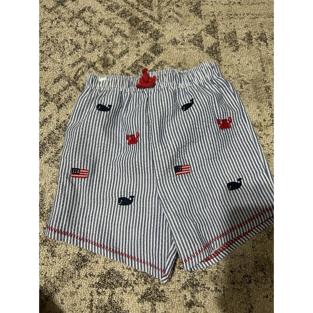 Mud Pie Patriotic Baby Gingham Swim Trunks Size 2t-3t